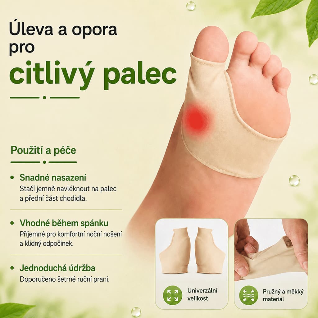 Noční použití elastických ponožek na hallux valgus
